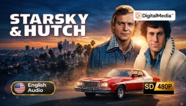 Starsky & Hutch (1975–1979) classic police drama featuring David Soul as Ken Hutchinson and Paul Michael Glaser as David Starsky, complete 4-season collection in 576p SD.